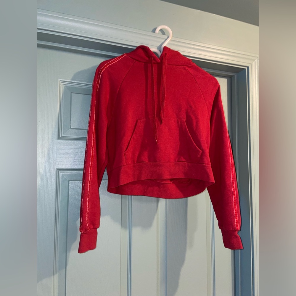 Dark Red Cropped Hoodie